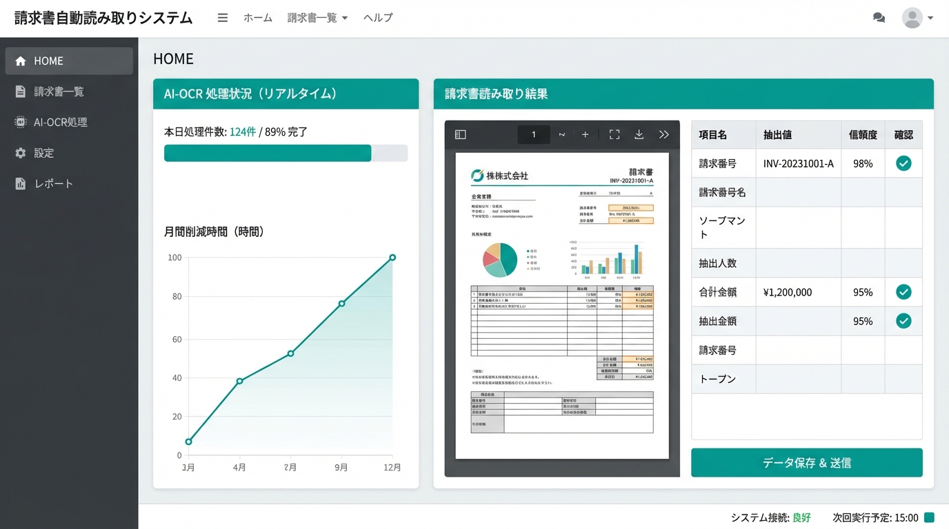 AI-OCR 請求書読み取り画面のスクリーンショット